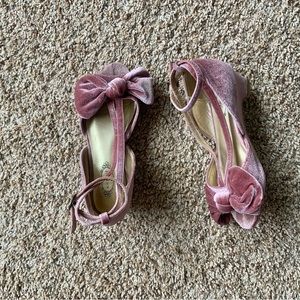 Joyfolie pink velvet wedge open toe heels